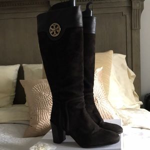 Tory Burch Suede Knee Heel Boots